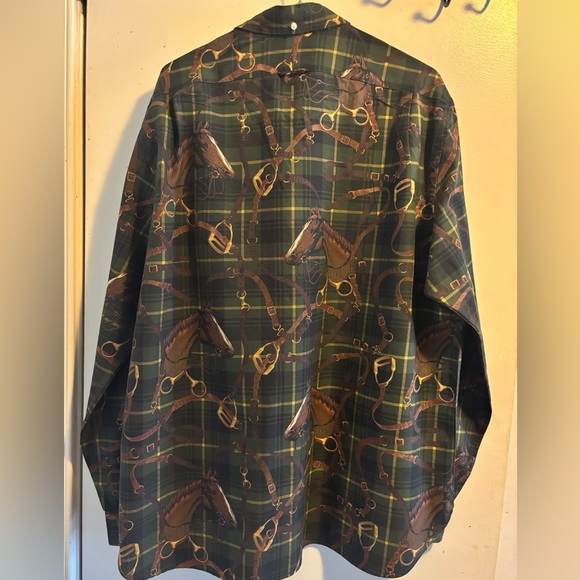 Ralph Lauren Polo Equestrian Print Plaid Button-Up Shirt XL - Picture 8 of 12